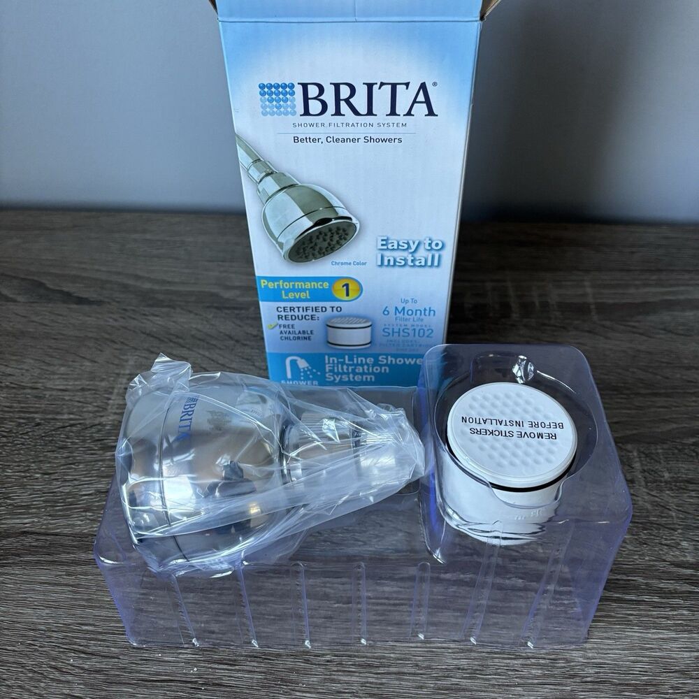 Brita Water Shower Filter Showerhead In-Line Filtration System Chrome SHS102